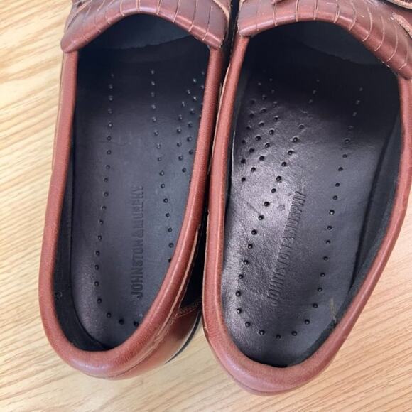 Johnston & Murphy Shoes Men 10 Leather Tassel Loafers Dress Shoe Two Tone - Picture 6 of 13